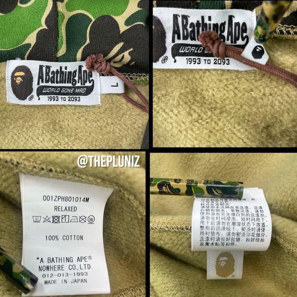 BAPE Green ABC Camo Logo Edition Full Zip Hoodie Size L - Picture 7 of 9